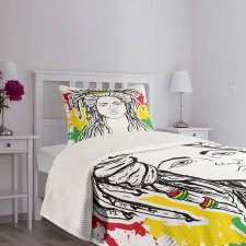 Grunge Flag Colors Reggae Bedspread Set