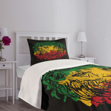 Grunge Lion Head Portrait Bedspread Set