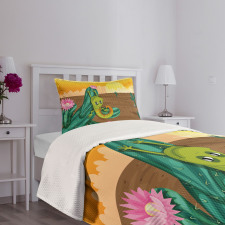 Cartoon Desert Landscape Bedspread Set