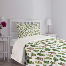 Succulent Doodle Pots Bedspread Set