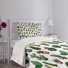 Spiked Cacti Pots Art Bedspread Set