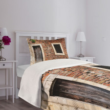 Old House Door Brickwork Bedspread Set