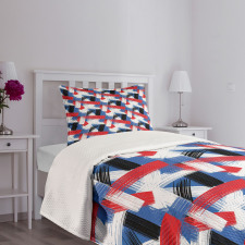 Geometric Grunge Motif Bedspread Set