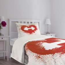 Red Heart Dumbbell Art Bedspread Set