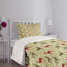 Damask Snowflake Deer Bedspread Set