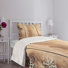 Wood Plank Snowflakes Bedspread Set