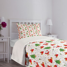 Xmas Tree Santa Claus Bedspread Set