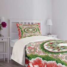 Fir Wreath Ornaments Bedspread Set