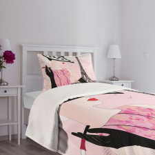 Woman Eiffel Tower Bedspread Set