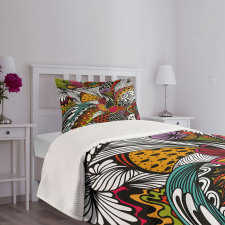 Colorful Ornate Leaves Bedspread Set