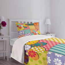 Flower Polka Dots Mix Bedspread Set