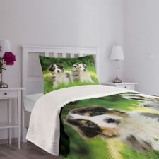 Puppy Family in Garden Bedspread Set