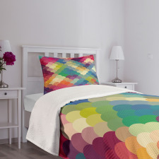 Colorful Retro Scales Bedspread Set