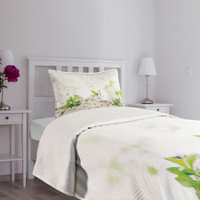 White Spring Blossoms Bedspread Set