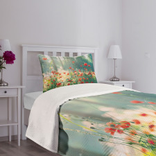 Wild Red Poppy Field Bedspread Set