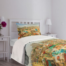 Havana City Houses Bedspread Set