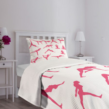 Pink Silhouettes Flexing Bedspread Set