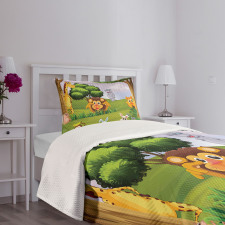 Animals in Forest Safari Bedspread Set