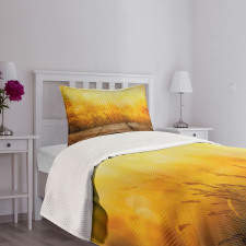 Empty Tabletop and Wheat Bedspread Set