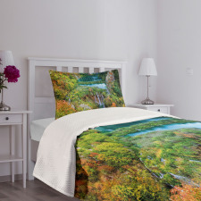 Scenic Fall Valley Lakes Bedspread Set