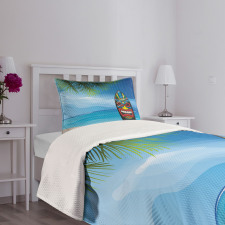 Tiki Surfboard Bedspread Set