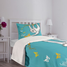 Sketchy Sloth Butterflies Bedspread Set