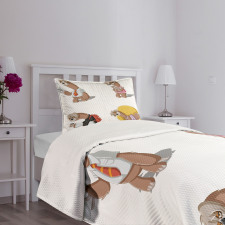 Lazy Sloth Family Cartoon Bedspread Set