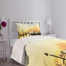 Romantic City at Sunrise Bedspread Set