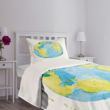 Watercolor Style Planet Bedspread Set