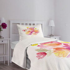 Watercolor Rose Bouquet Bedspread Set