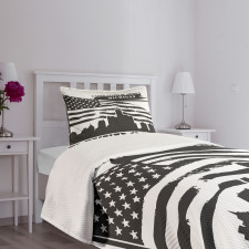 USA Flag Grunge City Bedspread Set