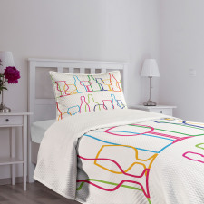 Colorful Outline Bottles Bedspread Set