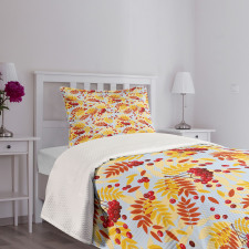 Ripe Berries Dried Leaves Bedspread Set