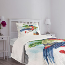 Christmas Bird Holly Pine Bedspread Set