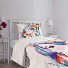 Grunge Young Woman Bedspread Set