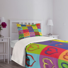 Vivid Heart Colorful Square Bedspread Set