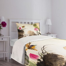 Bird Jumping into Lotus Bedspread Set