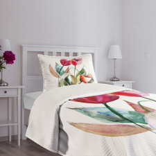 Watercolor Tulip Flowers Bedspread Set