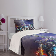 Downtown Hong Kong Night Bedspread Set