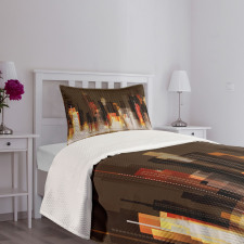 Abstract Urban Downtown Bedspread Set