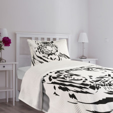 Black Outline Hunter Cat Bedspread Set