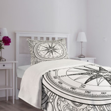 Windrose Line Art Style Bedspread Set