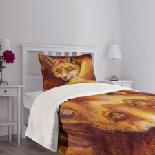 Vibrant Art Fox Resting Bedspread Set