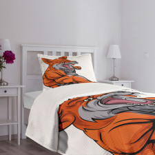 Muscular Sports Fox Mascot Bedspread Set