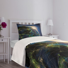 Vivid Globe Space Network Bedspread Set