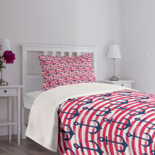 Blue Anchors Bedspread Set