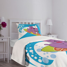 Cartoon Bulldog Bedspread Set