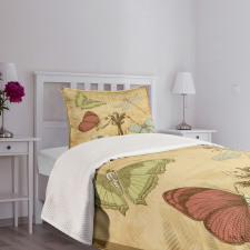 Retro Butterflies Art Bedspread Set