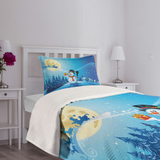 Snowy Land Pines Moon Bedspread Set