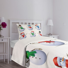 Snowmen with Hats Bedspread Set